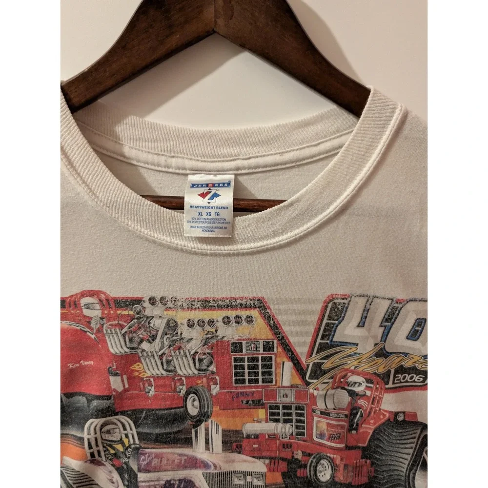 Jerzees Tractor Pulling T-Shirt Mens XL White Good 2006 NTPA Racing Graphic Tee